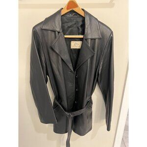 Vera Pelle Women’s XL Black Genuine Leather Jacket Belted Italy – Made in Floren